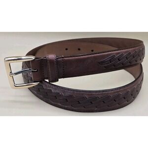 Brighton Belt Mens 38 M20835 Brown Leather Silver Color
